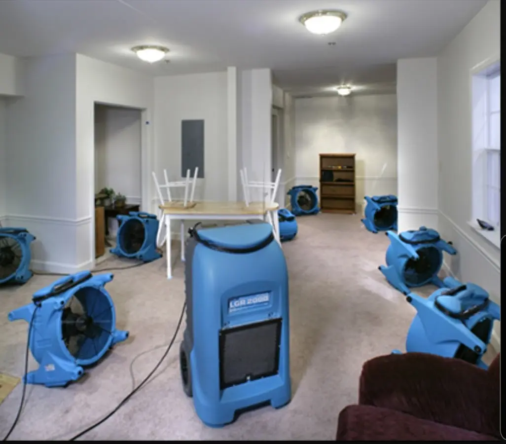 Air movers and dehumidifier setup for Water Extraction & Removal in West Melbourne